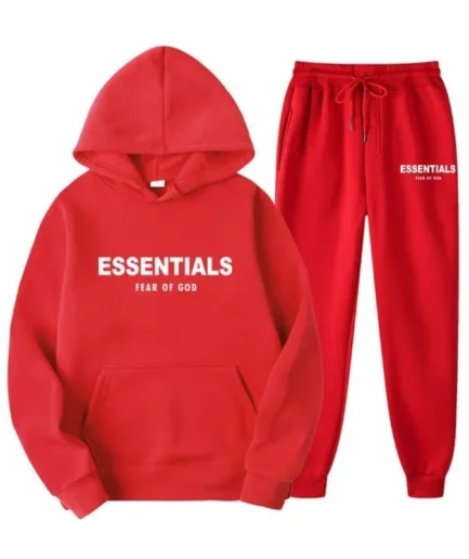 Essentials Hoodie Fear of God Red TrackSuit