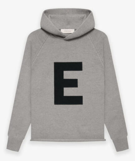 Kids Big E Knit Hoodie in Gray